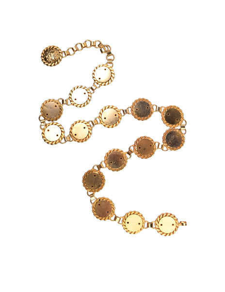 Vintage 1960s Mod Italian Golden Hammered Dome Belt / Necklace