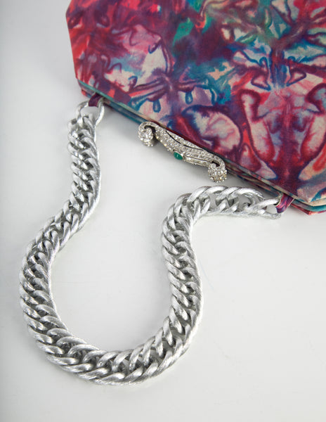 Jacomo Paris Vintage 1960s Abstract Floral Leather Bag