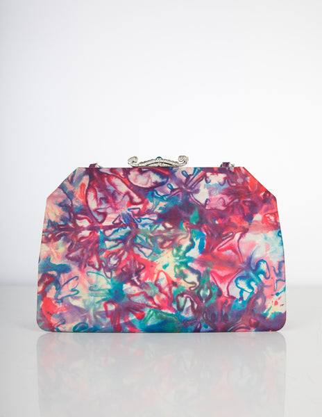 Jacomo Paris Vintage 1960s Abstract Floral Leather Bag