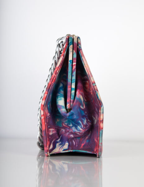 Jacomo Paris Vintage 1960s Abstract Floral Leather Bag