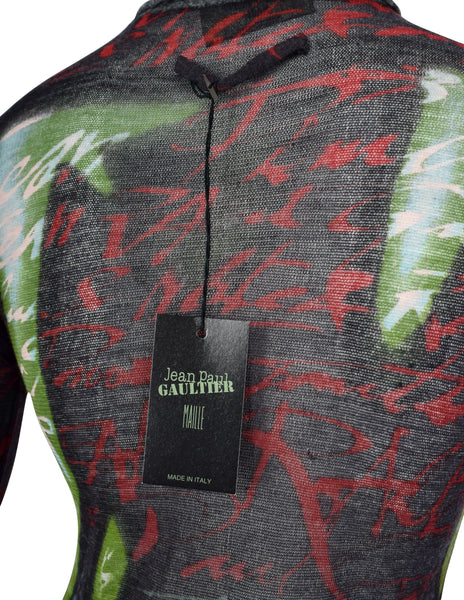 Jean Paul Gaultier Vintage AW 1997 'Fight Racism' Anti-Fascism Print Mesh Top