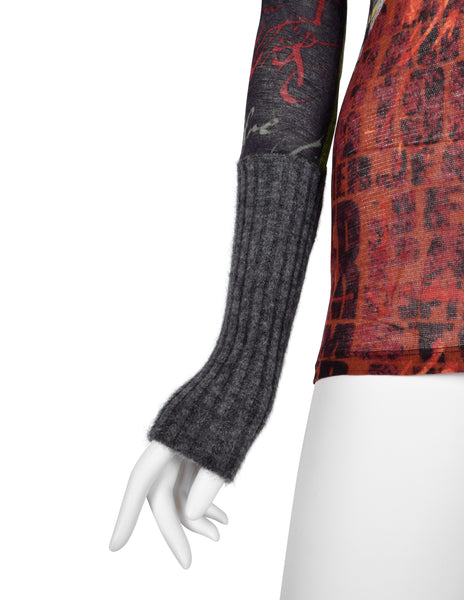 Jean Paul Gaultier Vintage AW 1997 'Fight Racism' Anti-Fascism Print Mesh Top