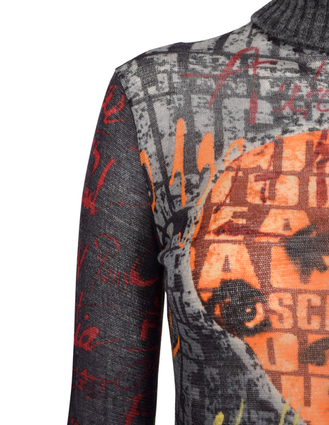 Jean Paul Gaultier Vintage AW 1997 'Fight Racism' Anti-Fascism Print Mesh Top