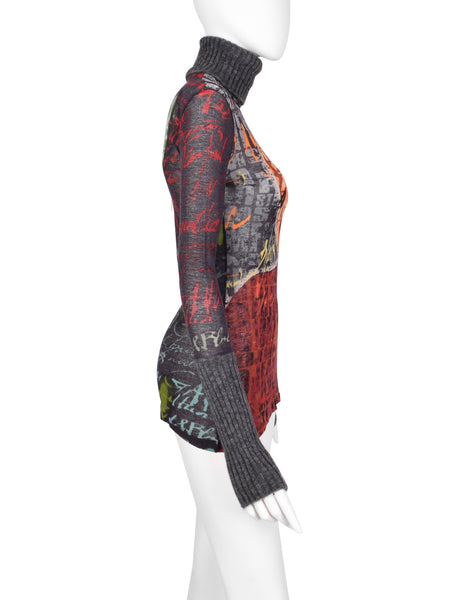 Jean Paul Gaultier Vintage AW 1997 'Fight Racism' Anti-Fascism Print Mesh Top