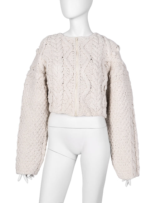 Jean Paul Gaultier Vintage AW 1985 Ivory Cotton Aran Knit Cropped