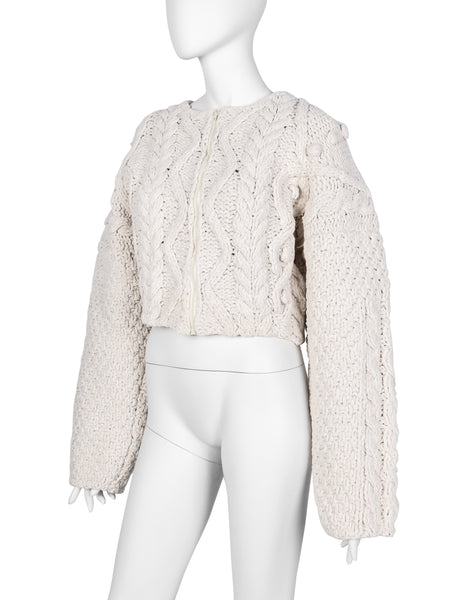 Jean Paul Gaultier Vintage AW 1985 Ivory Cotton Aran Knit Cropped Jacket