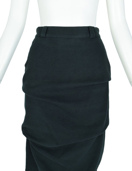 Jean Paul Gaultier Vintage Early 1980s Deepest Green Ruched Skirt