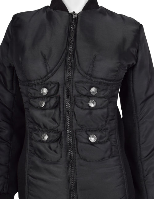 Jean Paul Gaultier Vintage Black Padded Ab Pocket Bomber Jacket