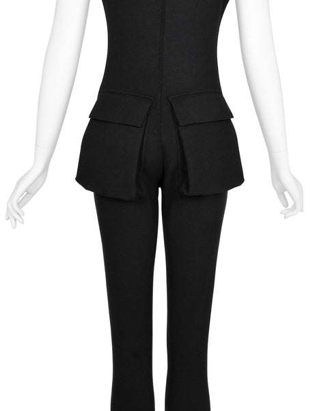 Jean Paul Gaultier Vintage AW 1992 Black Stretch Knit Wool Jumpsuit