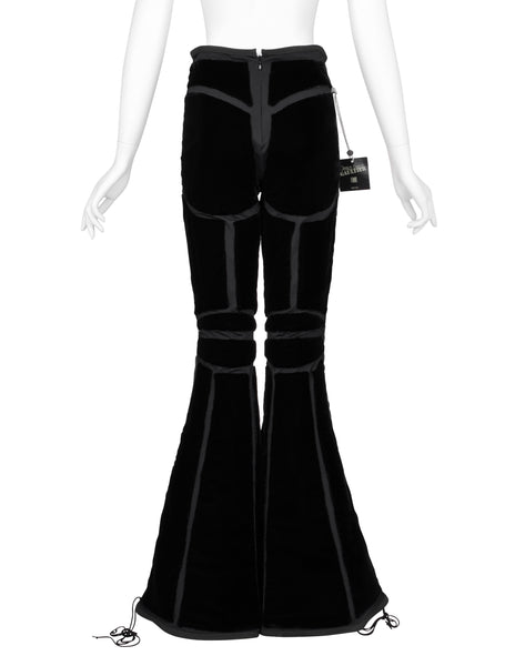 Jean Paul Gaultier Vintage AW 1996 Phenomenal Futuristic Black Velvet Jacket and Pant Ensemble