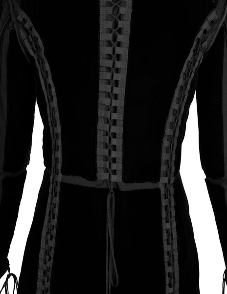 Jean Paul Gaultier Vintage AW 1996 Phenomenal Futuristic Black Velvet Jacket and Pant Ensemble