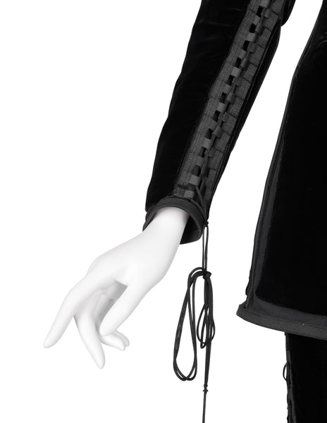 Jean Paul Gaultier Vintage AW 1996 Phenomenal Futuristic Black Velvet Jacket and Pant Ensemble