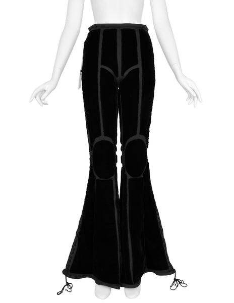 Jean Paul Gaultier Vintage AW 1996 Phenomenal Futuristic Black Velvet Jacket and Pant Ensemble