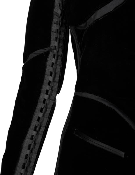 Jean Paul Gaultier Vintage AW 1996 Phenomenal Futuristic Black Velvet Jacket and Pant Ensemble