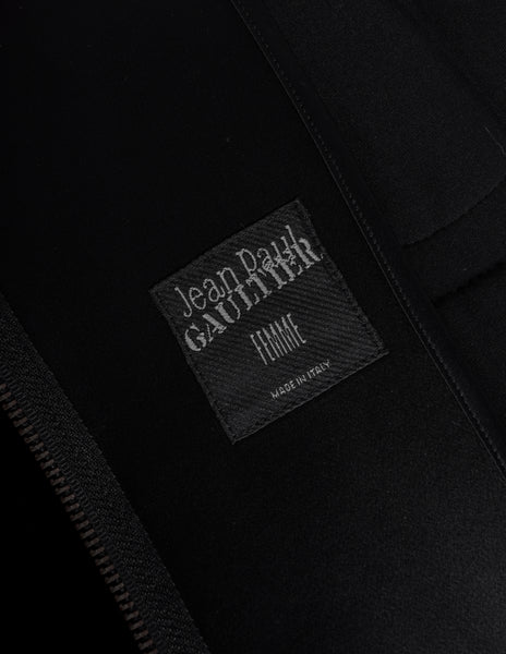 Jean Paul Gaultier Vintage AW 1996 Phenomenal Futuristic Black Velvet Jacket and Pant Ensemble