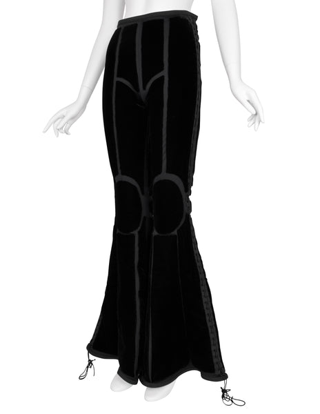 Jean Paul Gaultier Vintage AW 1996 Phenomenal Futuristic Black Velvet Jacket and Pant Ensemble