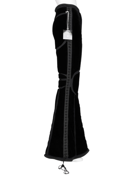 Jean Paul Gaultier Vintage AW 1996 Phenomenal Futuristic Black Velvet Jacket and Pant Ensemble
