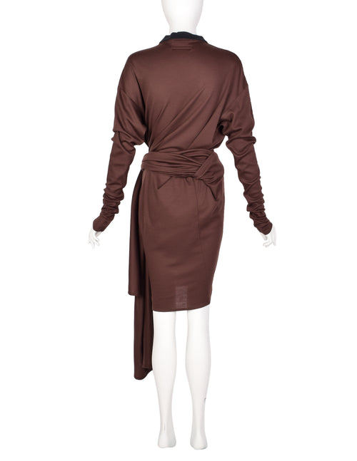 Jean Paul Gaultier Vintage AW 1984 Brown Jersey Versatile Wrap Shirt D Amarcord Vintage Fashion Jean Paul Gaultier Vintage AW 1984 Brown Jersey Versatile Wrap Shirt D Amarcord Vintage Fashion
