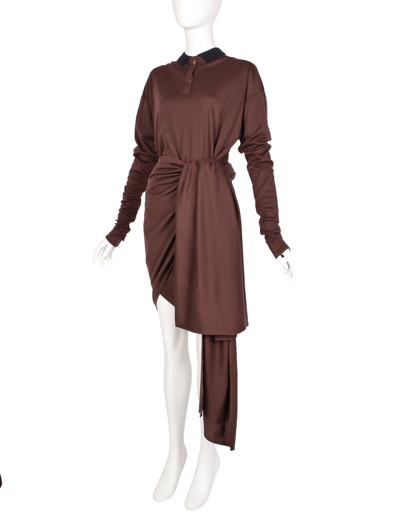 Jean Paul Gaultier Vintage AW 1984 Brown Jersey Versatile Wrap Shirt D Amarcord Vintage Fashion Jean Paul Gaultier Vintage AW 1984 Brown Jersey Versatile Wrap Shirt D Amarcord Vintage Fashion