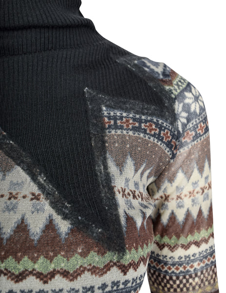 Jean Paul Gaultier Vintage AW 2008 Grey and Green Fair Isle Print Mesh Top