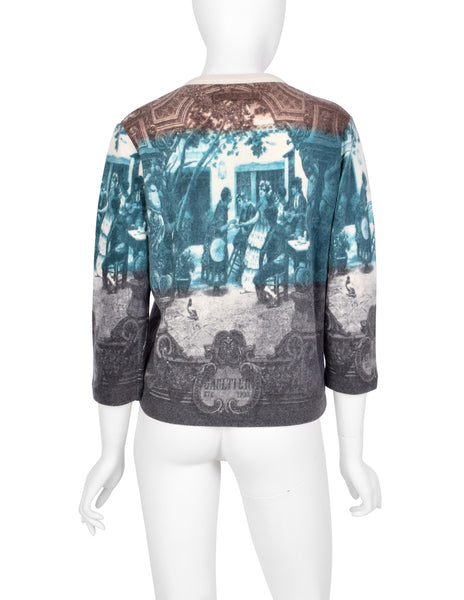 Jean Paul Gaultier Vintage SS 1998 Scenic French Courtyard Wool Cardigan Sweater