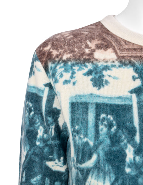 Jean Paul Gaultier Vintage SS 1998 Scenic French Courtyard Wool Cardigan Sweater