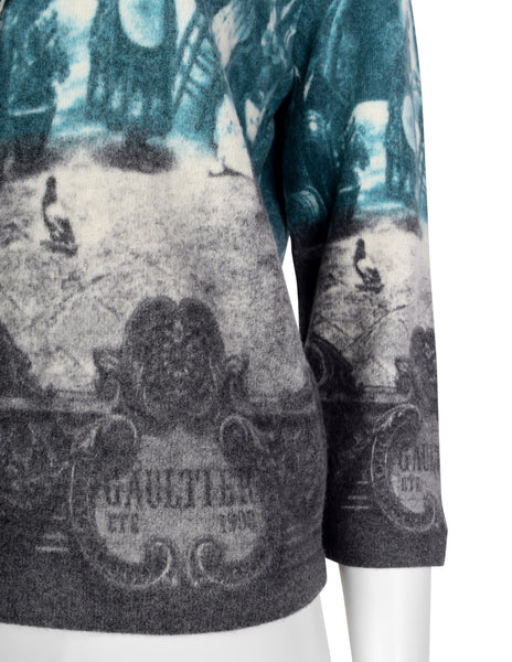 Jean Paul Gaultier Vintage SS 1998 Scenic French Courtyard Wool Cardigan Sweater