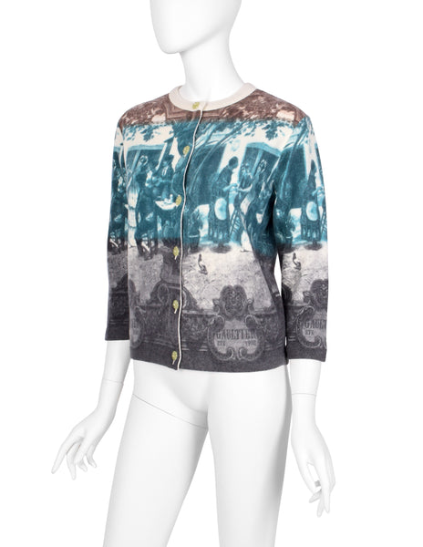Jean Paul Gaultier Vintage SS 1998 Scenic French Courtyard Wool Cardigan Sweater