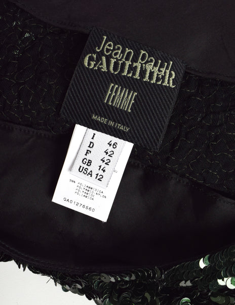 Jean Paul Gaultier Vintage AW 1999 Forest Green Heavily Sequined Skirt