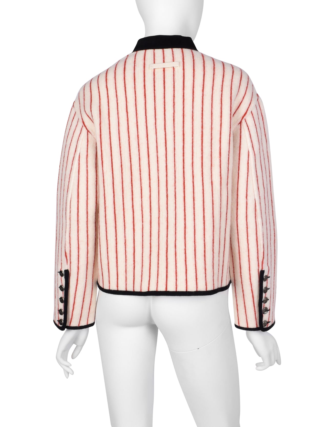 Jean Paul Gaultier Vintage AW 1992 White and Red Stripe Cropped Knit Wool Jacket