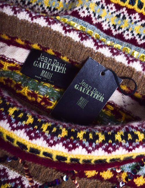 Jean Paul Gaultier AW 1999 Multicolor Fair Isle Sequin Embellished