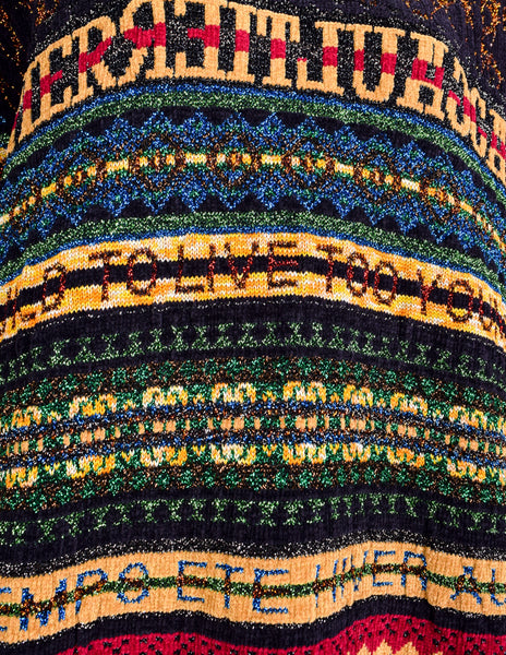 Jean Paul Gaultier Vintage AW 1995 Men's Multicolor Lurex 'Too Wild To Live Too Young To Die' Sweater