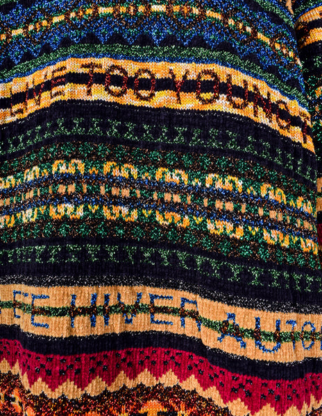 Jean Paul Gaultier Vintage AW 1995 Men's Multicolor Lurex 'Too Wild To Live Too Young To Die' Sweater