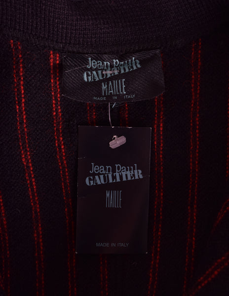 Jean Paul Gaultier Vintage AW 1992 Black Red Striped Knit Coat