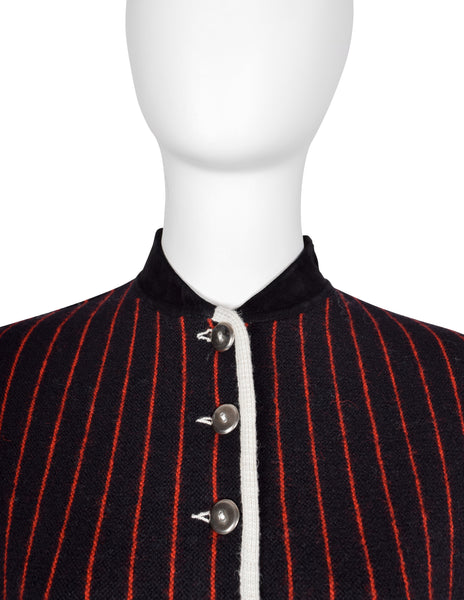 Jean Paul Gaultier Vintage AW 1992 Black Red Striped Knit Coat