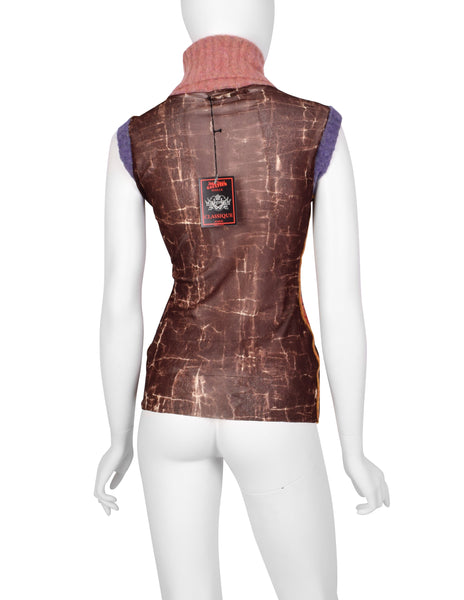 Jean Paul Gaultier Vintage AW 1999 Zodiac Print Sleeveless Turtleneck Top