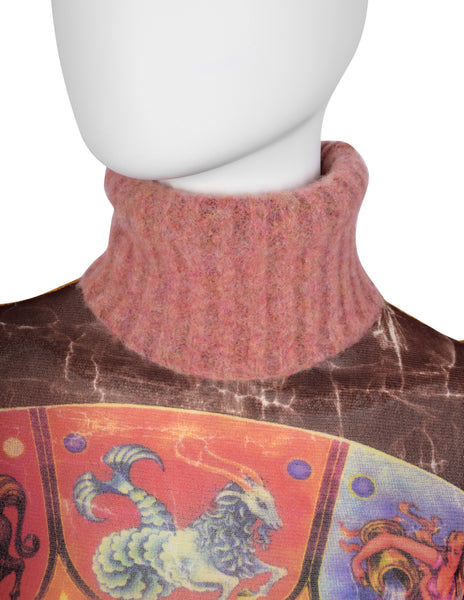 Jean Paul Gaultier Vintage AW 1999 Zodiac Print Sleeveless Turtleneck Top