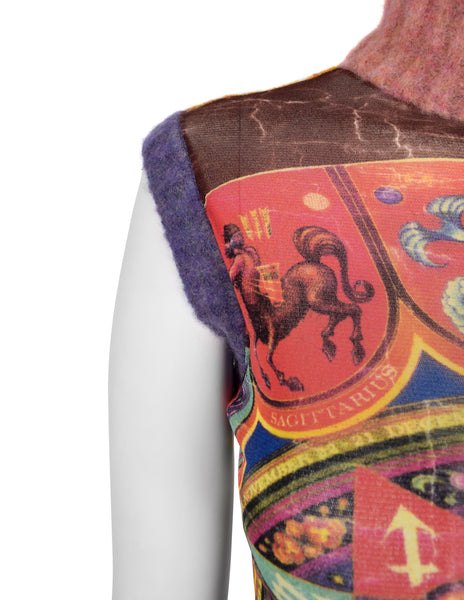 Jean Paul Gaultier Vintage AW 1999 Zodiac Print Sleeveless Turtleneck Top