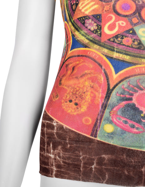 Jean Paul Gaultier Vintage AW 1999 Zodiac Print Sleeveless Turtleneck Top