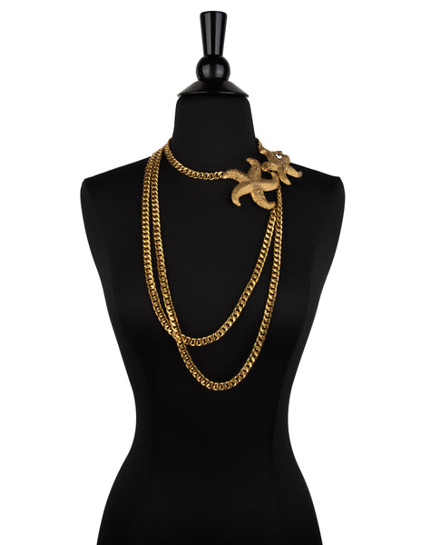 Yves Saint Laurent Vintage Phenomenal Starfish Multi Chain Necklace