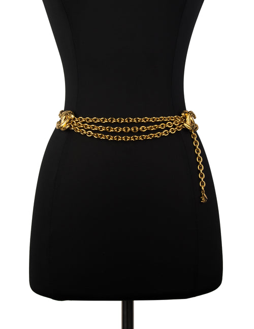 Women's Chanel Gold Quilted 'CC' Chain Belt 3 in Gold