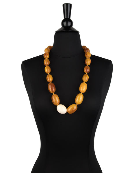 Patricia Von Musulin Vintage Amber and Ivory Graduated Egg Necklace
