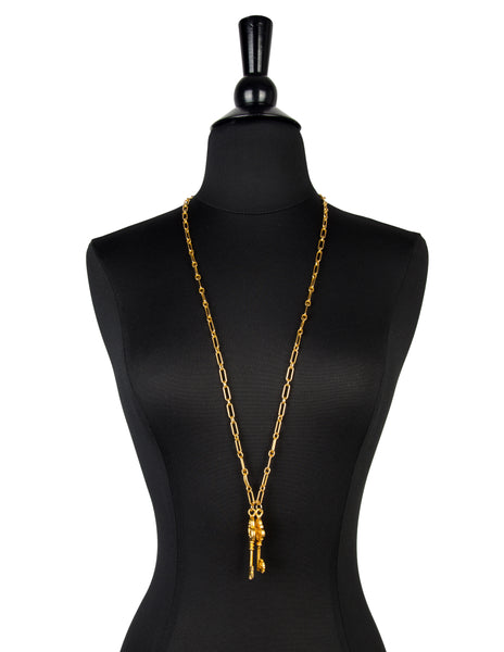 Karl Lagerfeld Vintage Golden Double Key Pendant Necklace