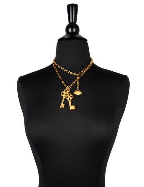 Karl Lagerfeld Vintage Golden Double Key Pendant Necklace