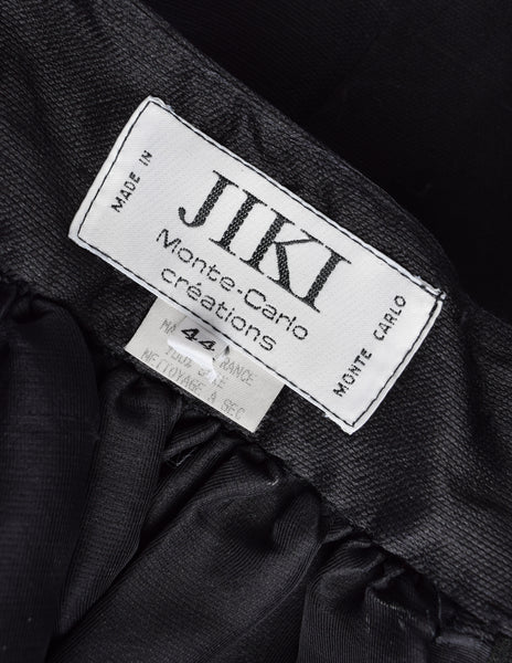 Jiki Monte Carlo Vintage Black Sheer Silk Gazar High Low Bow Peplum Train Skirt