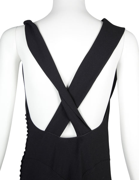 John Galliano Vintage SS 1999 Black Draping Twisted Strap Bias Crepe Dress