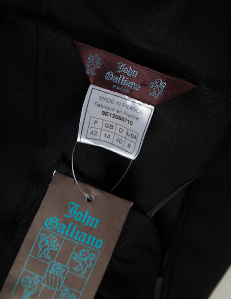 John Galliano Vintage SS 1999 Black Draping Twisted Strap Bias Crepe Dress