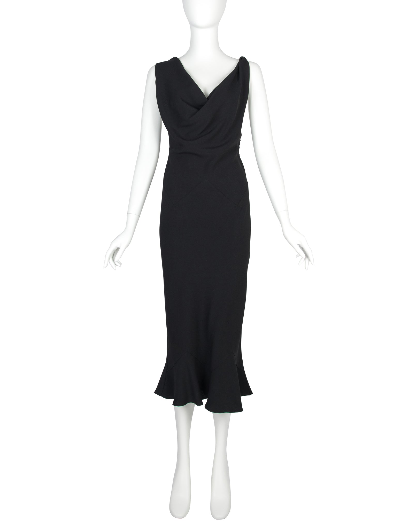 John Galliano Vintage SS 1999 Black Draping Twisted Strap Bias Crepe Dress