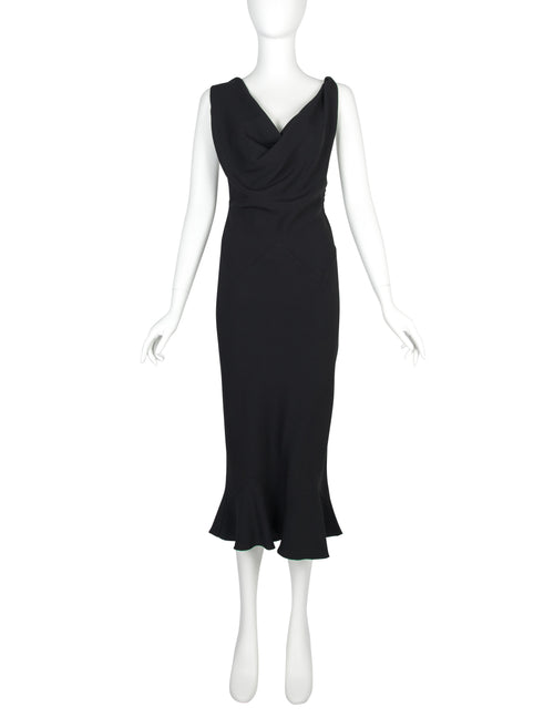 John Galliano Vintage SS 1999 Black Draping Twisted Strap Bias Crepe D Amarcord Vintage Fashion John Galliano Vintage SS 1999 Black Draping Twisted Strap Bias Crepe D Amarcord Vintage Fashion