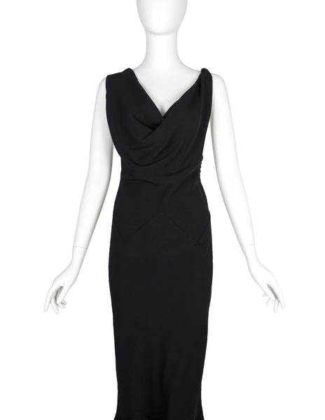 John Galliano Vintage SS 1999 Black Draping Twisted Strap Bias Crepe Dress